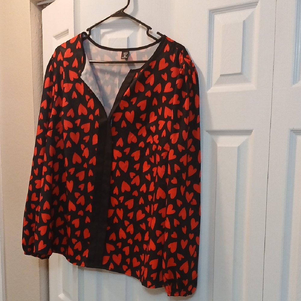 SHEIN Orange and Black Buttoned Relaxed Blouse